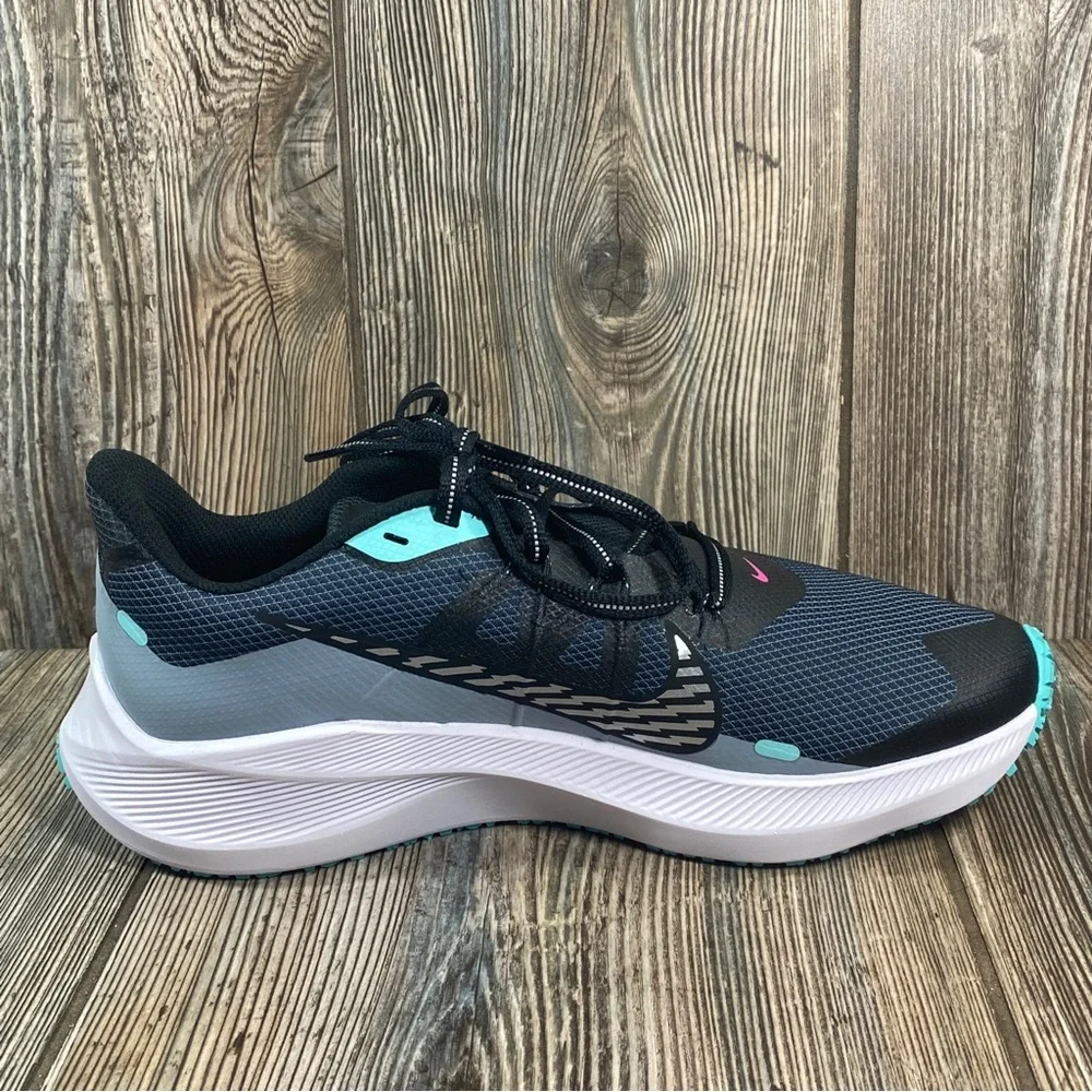 Nike Winflo 7 Run Shield Women's Size 9.5 Black, Gray, Green Running Shoes - Picture 10 of 16